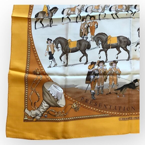 Rare Vintage Hermes silk scarf, “ Présentation de Chevaux “ by Philippe Ledoux - Picture 4 of 12